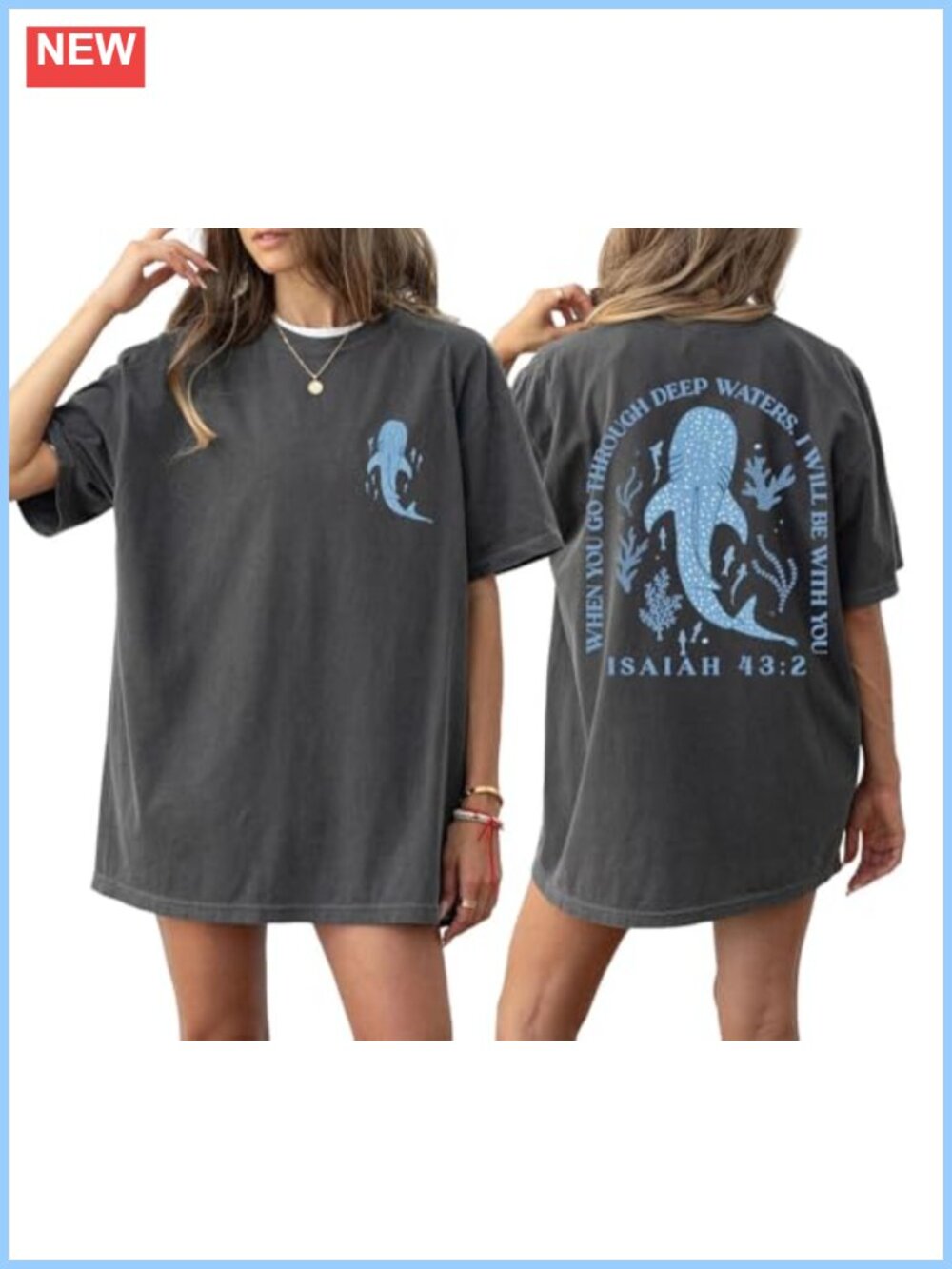 Oversized Christian Faith Bible Verse Graphic Tee Women's Cotton Blend Short
